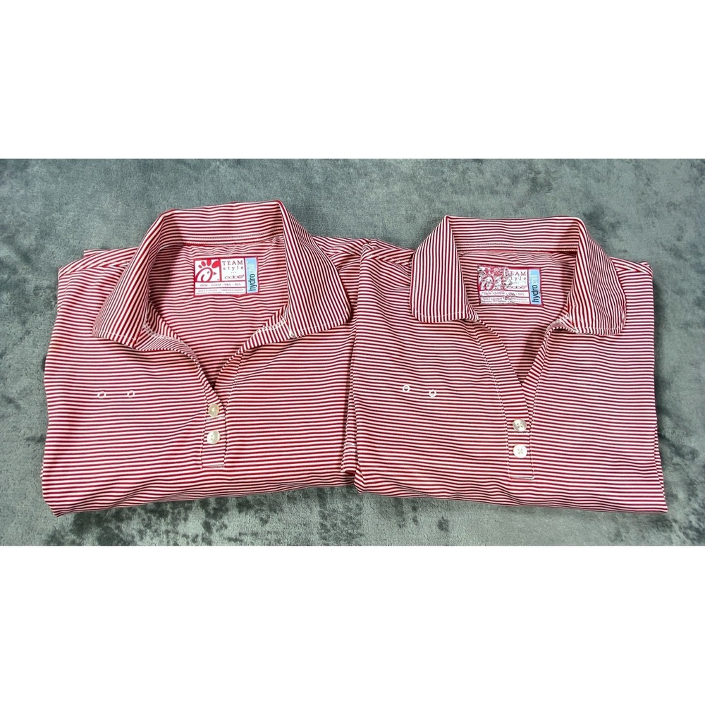 Chick Fil A Shirt Womens M Red Striped Team Style OOBE Fast Food HydroChill Lot